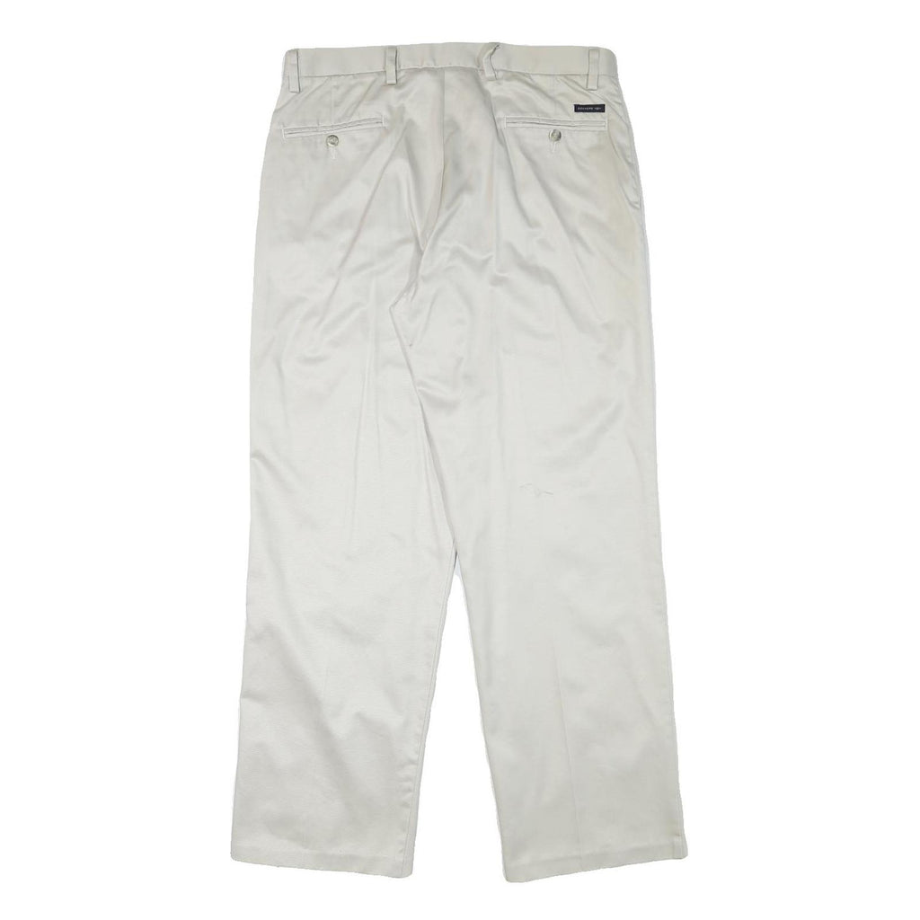 DOCKERS Mens Regular White Cotton Blend Trousers W34 L31 Classic Zip Pockets