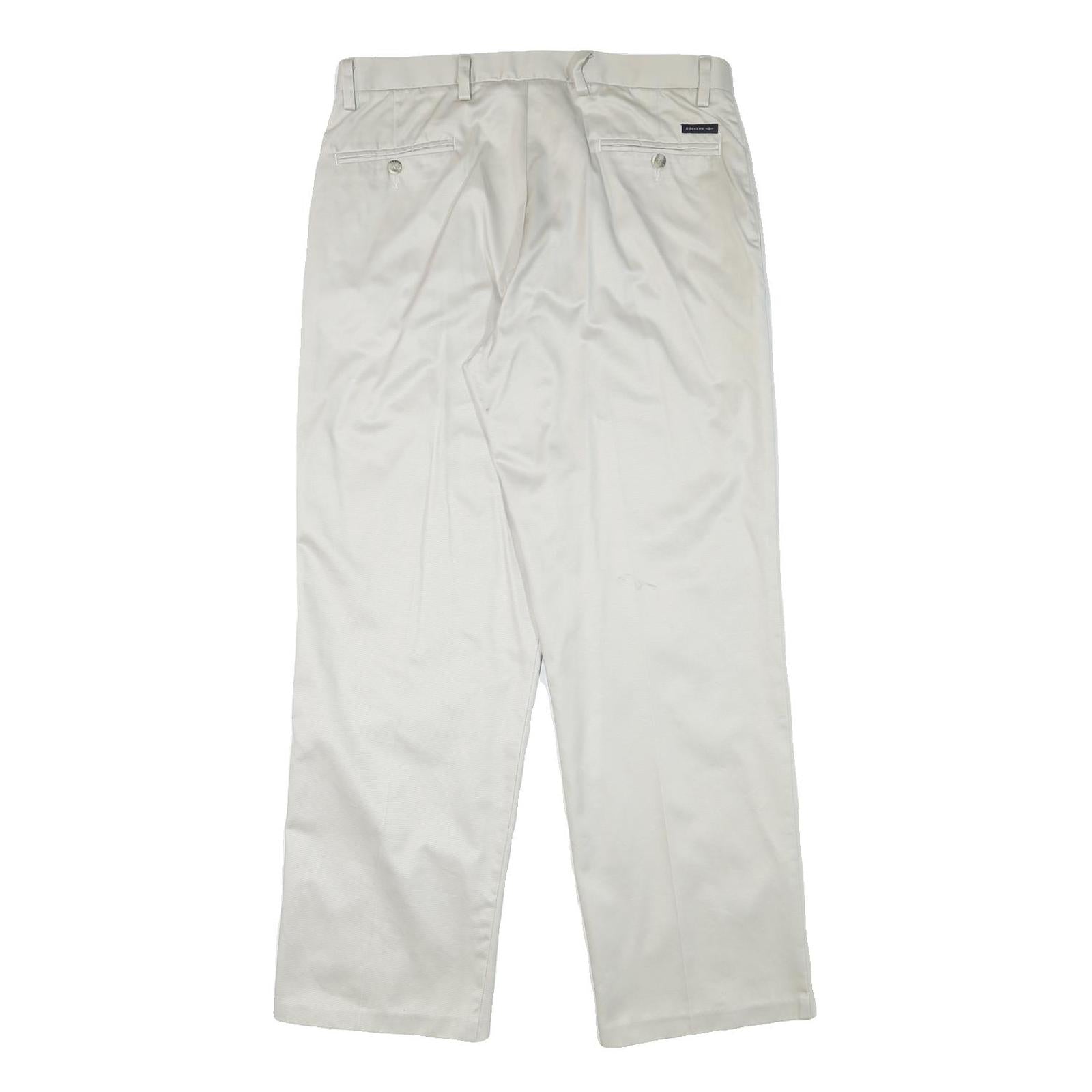DOCKERS Mens Regular White Cotton Blend Trousers W34 L31 Classic Zip Pockets