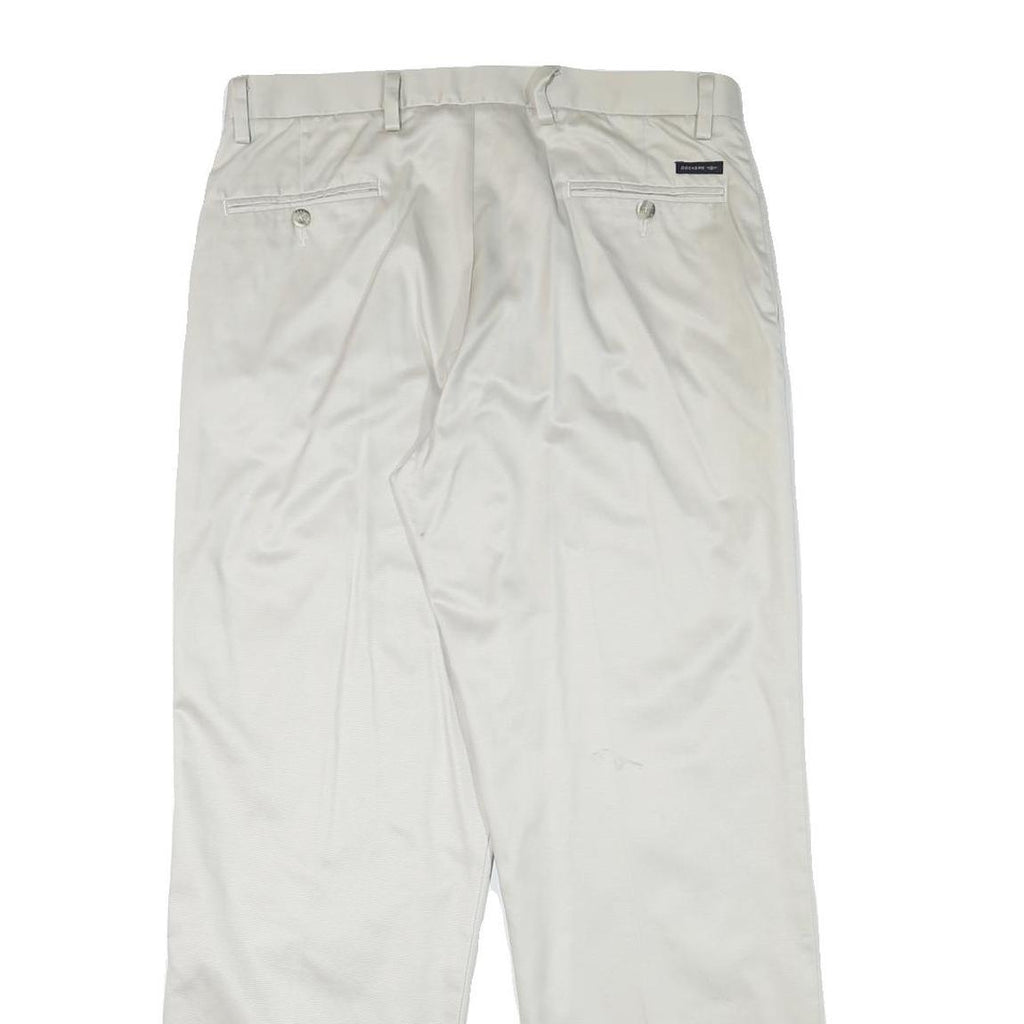 DOCKERS Mens Regular White Cotton Blend Trousers W34 L31 Classic Zip Pockets