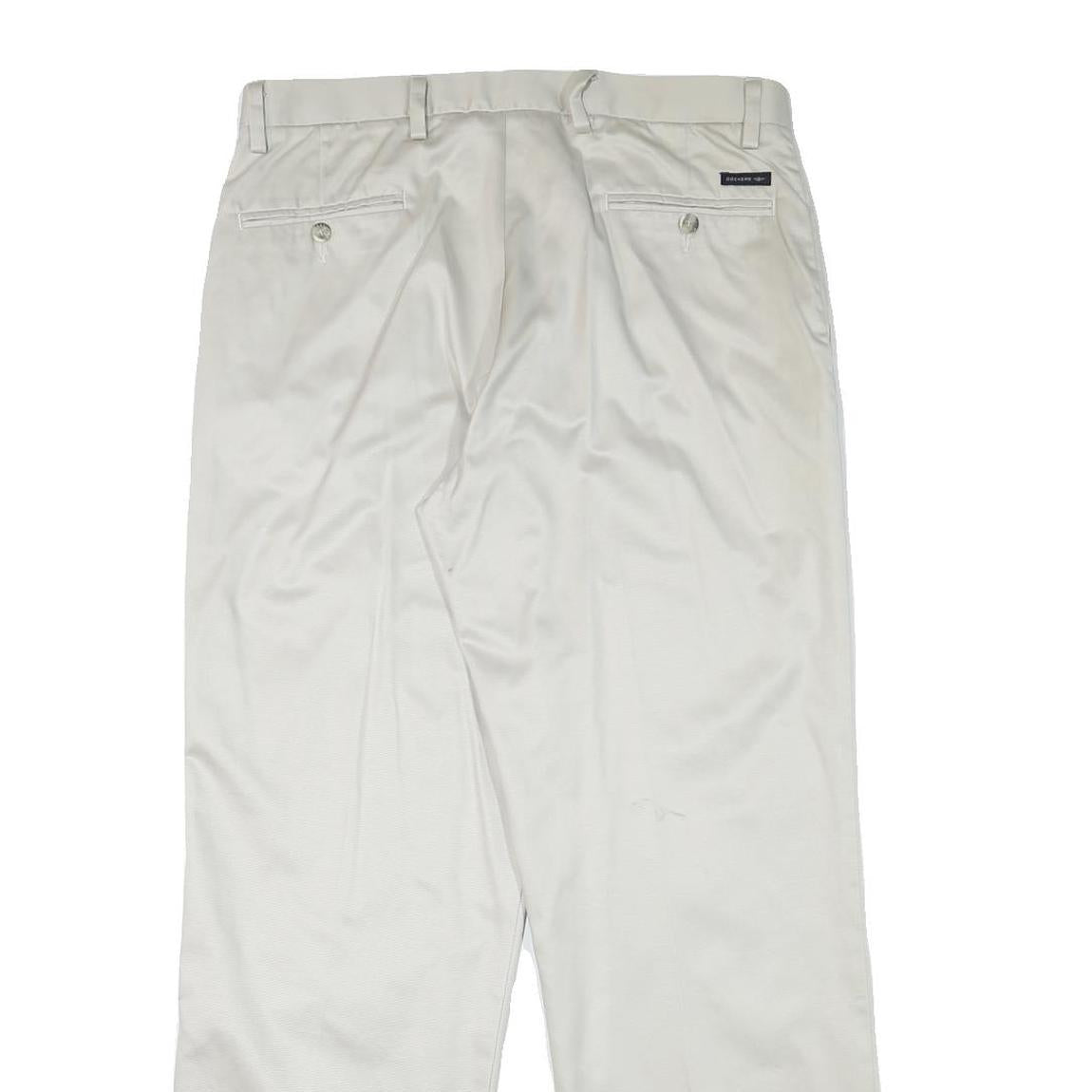 DOCKERS Mens Regular White Cotton Blend Trousers W34 L31 Classic Zip Pockets