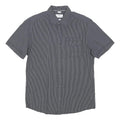S.OLIVER Mens Black & White Striped Casual Shirt L Cotton Blend Short Sleeve