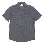 S.OLIVER Mens Black & White Striped Casual Shirt L Cotton Blend Short Sleeve