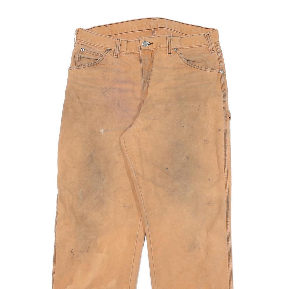 DICKIES Mens Regular Fit Cotton Blend Beige Workwear Trousers W32 L28