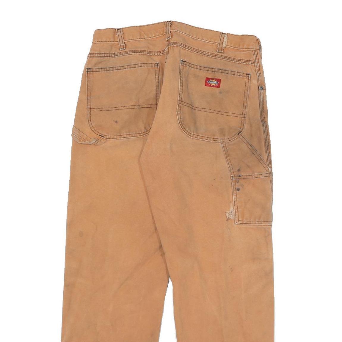 DICKIES Mens Regular Fit Cotton Blend Beige Workwear Trousers W32 L28