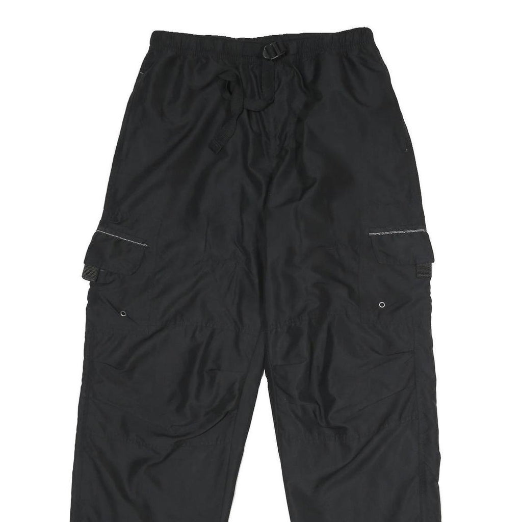 Mens Black Relaxed Drawstring Cargo Trousers W30 L32 Casual Lightweight