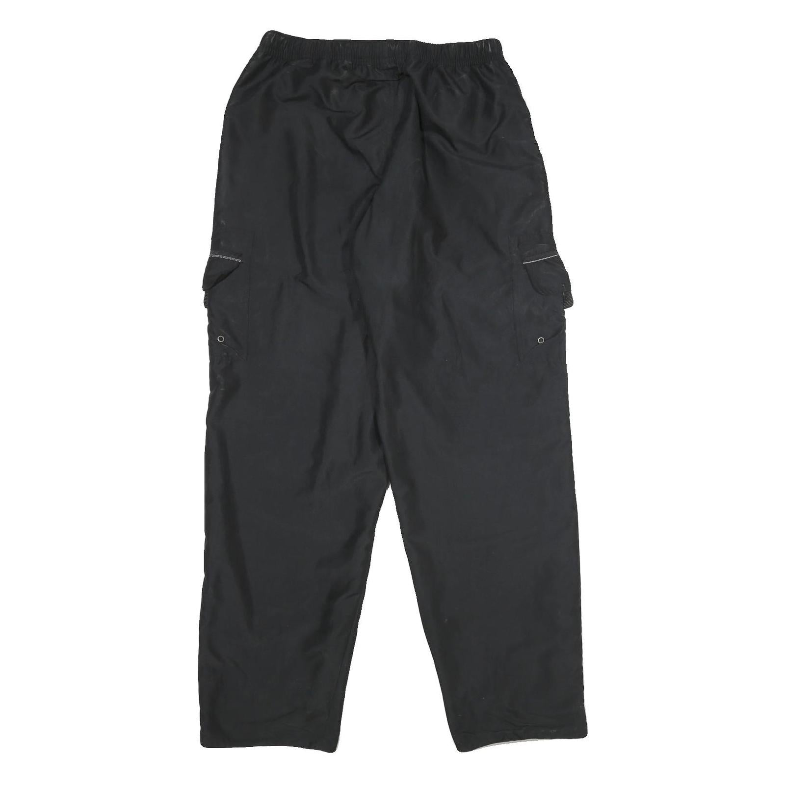 Mens Black Relaxed Drawstring Cargo Trousers W30 L32 Casual Lightweight