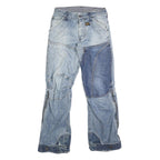 DICKIES Mens Jeans Blue Regular Tapered Denim Light W30 L32 Patchwork Button