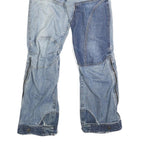 DICKIES Mens Jeans Blue Regular Tapered Denim Light W30 L32 Patchwork Button