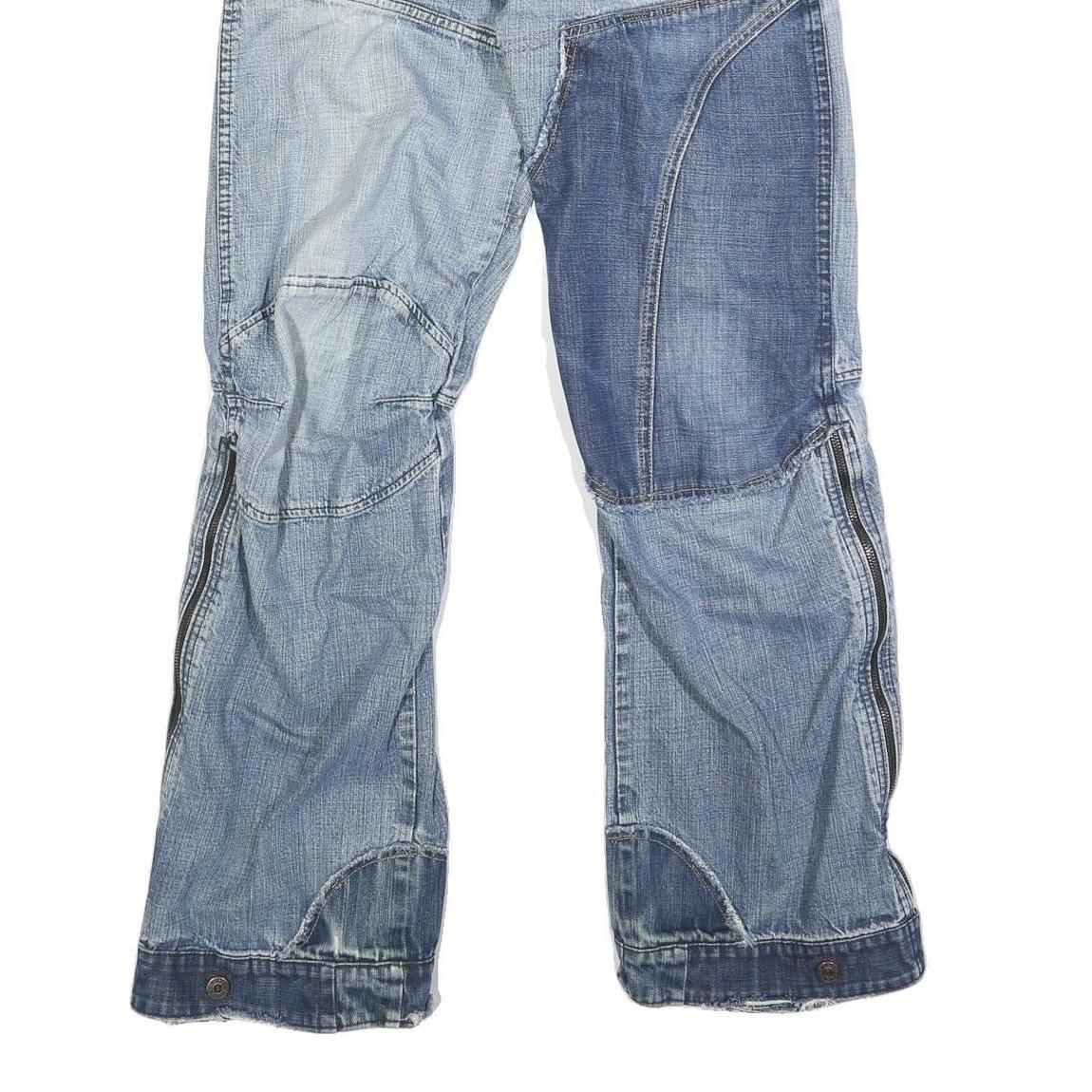 DICKIES Mens Jeans Blue Regular Tapered Denim Light W30 L32 Patchwork Button