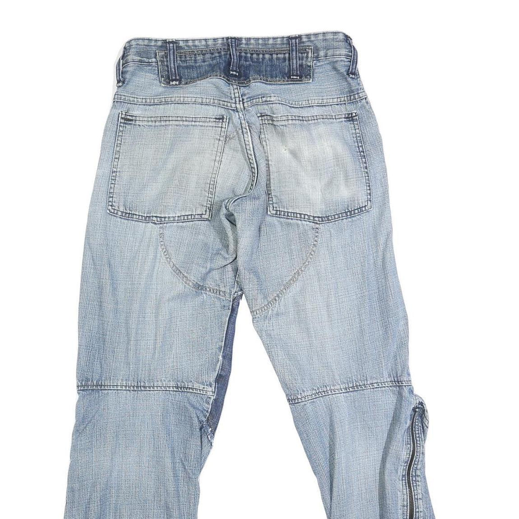 DICKIES Mens Jeans Blue Regular Tapered Denim Light W30 L32 Patchwork Button