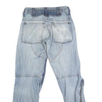 DICKIES Mens Jeans Blue Regular Tapered Denim Light W30 L32 Patchwork Button