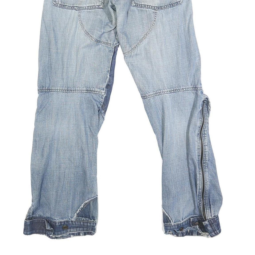 DICKIES Mens Jeans Blue Regular Tapered Denim Light W30 L32 Patchwork Button