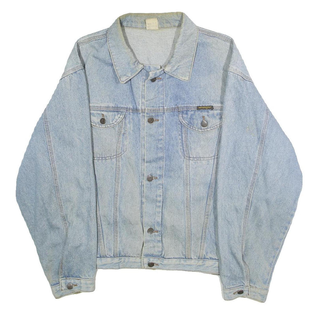 WRANGLER Mens Blue Denim Jacket XL Cotton Button Plain Classic Jeanwear