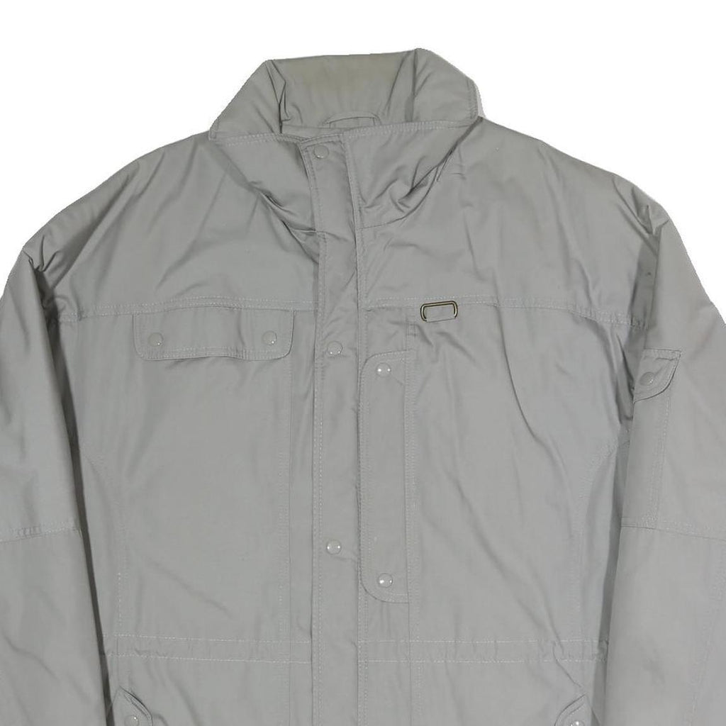 Mens Grey Jacket L Polyester Blend Plain Zip Closure Functional Casual Outerwear