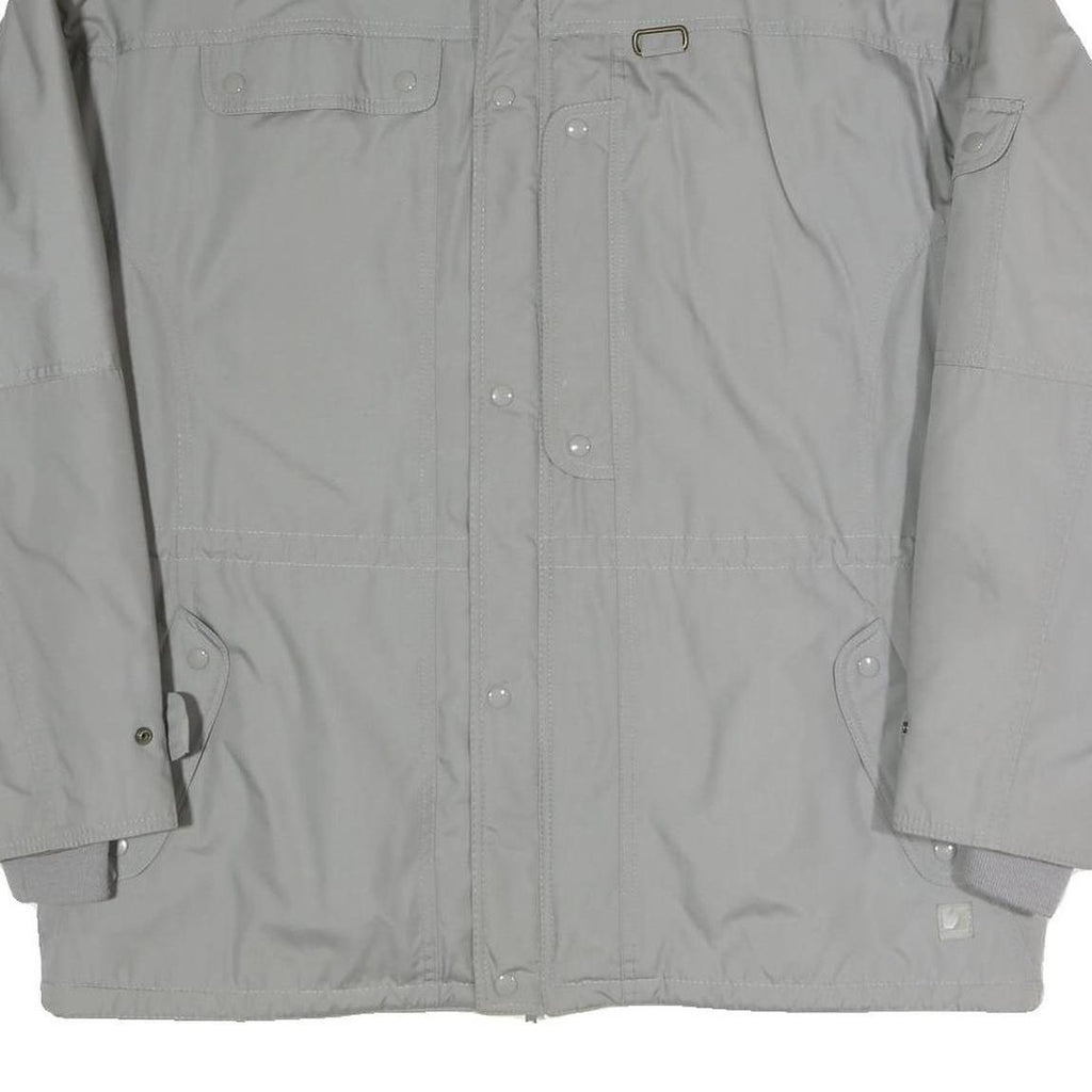 Mens Grey Jacket L Polyester Blend Plain Zip Closure Functional Casual Outerwear