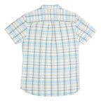 TOMMY HILFIGER Mens Blue Beige Check Shirt M Cotton Blend Short Sleeve Casual