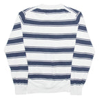 TOMMY HILFIGER Mens Patterned Jumper White Striped V-Neck Tight Knit M