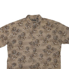 PIERRE CARDIN Mens Beige Hawaiian Shirt 2XL Cotton Blend Short Sleeve Casual
