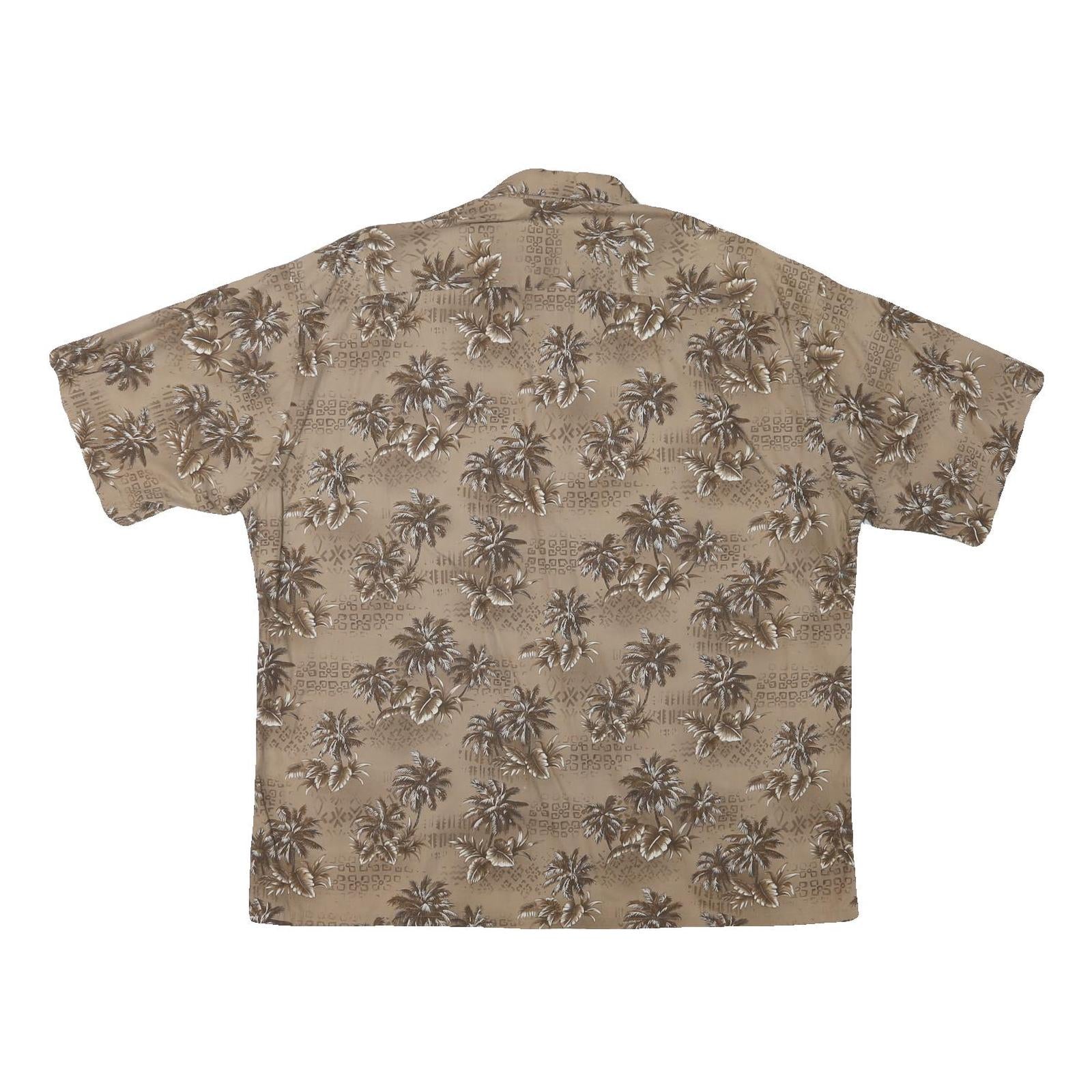 PIERRE CARDIN Mens Beige Hawaiian Shirt 2XL Cotton Blend Short Sleeve Casual