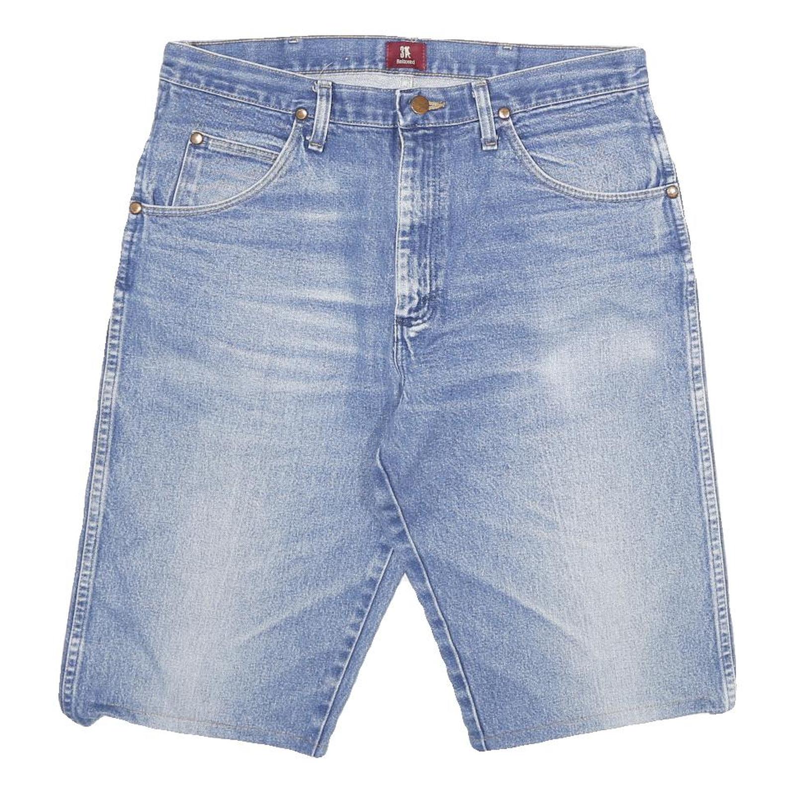 WRANGLER Mens Blue Denim Casual Shorts XL W34 Relaxed Fit Cotton Blend