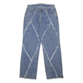 Womens Blue Relaxed Straight Denim Jeans W32 L31 Distressed Zip Closure
