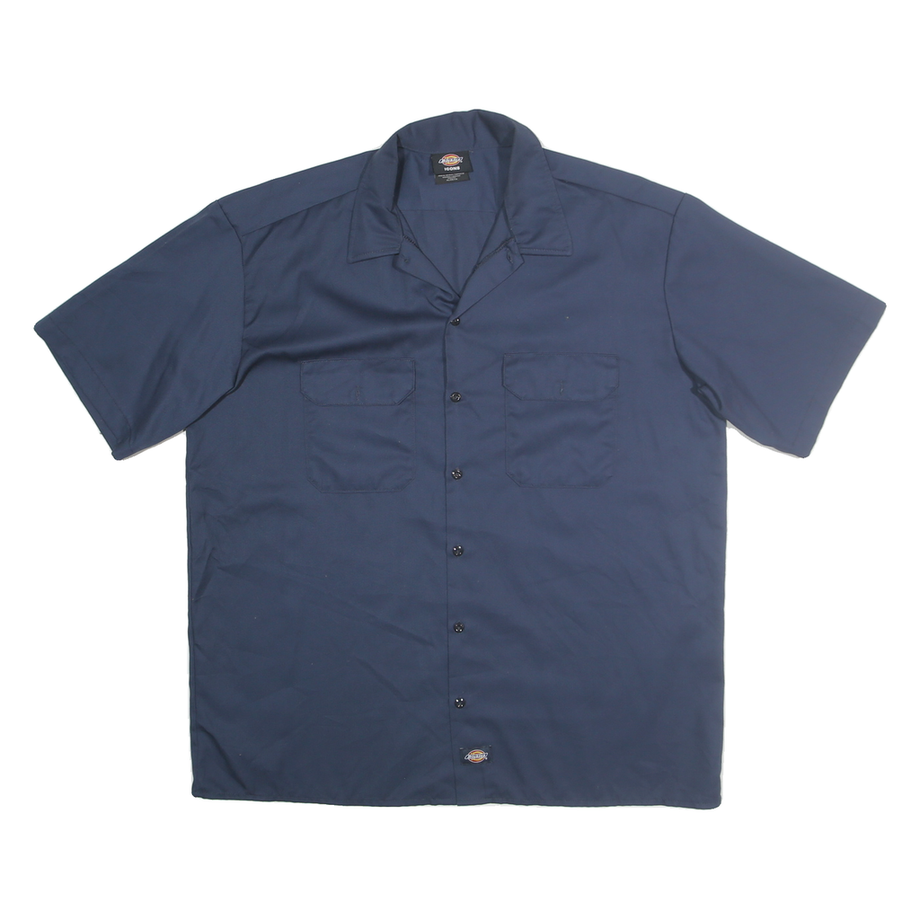 DICKIES Mens Navy Plain Work Shirt XL Cotton Blend Utility Crew Style