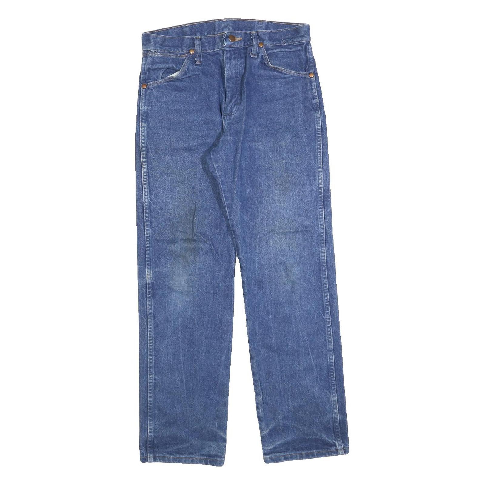 WRANGLER Mens Regular Blue Denim Classic Jeans W29 L30 Light Cotton Blend Zip