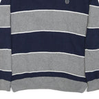 CHAPS Mens Grey & Blue Patterned Cotton Blend Jumper Crew Neck Chunky Knit M