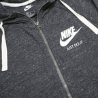 NIKE Womens Grey Zip Up Hoodie M Cotton Blend Casual Sportswear