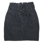 ESSENTIEL Womens Black Cotton Blend Pencil Knee Length Skirt Belted S