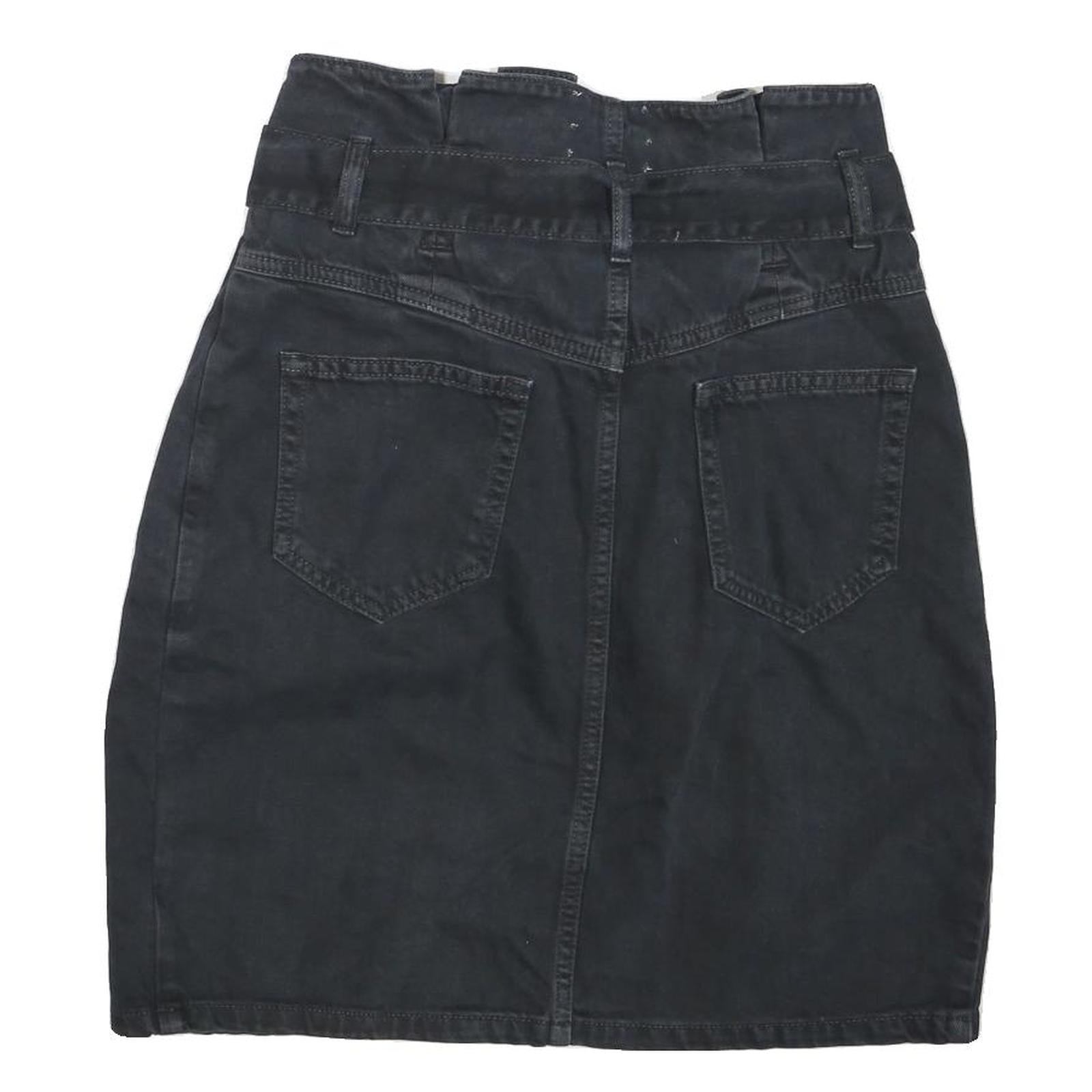 ESSENTIEL Womens Black Cotton Blend Pencil Knee Length Skirt Belted S