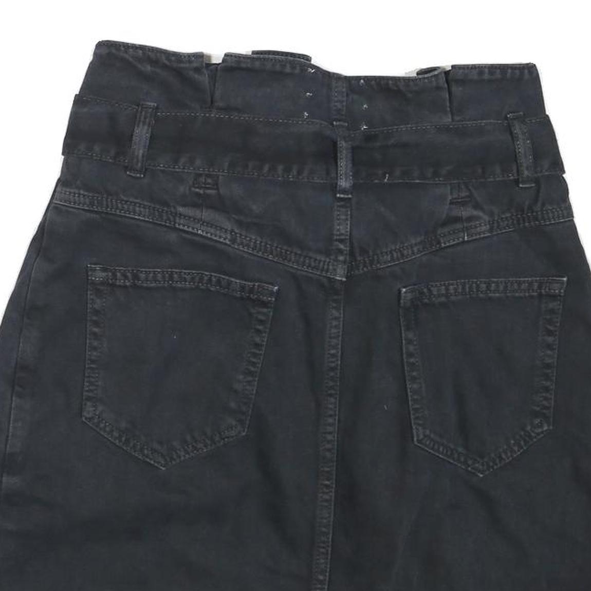 ESSENTIEL Womens Black Cotton Blend Pencil Knee Length Skirt Belted S