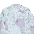 Womens White & Lilac Abstract Pattern Cotton Blend Shirt M Casual Lightweight