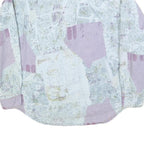 Womens White & Lilac Abstract Pattern Cotton Blend Shirt M Casual Lightweight