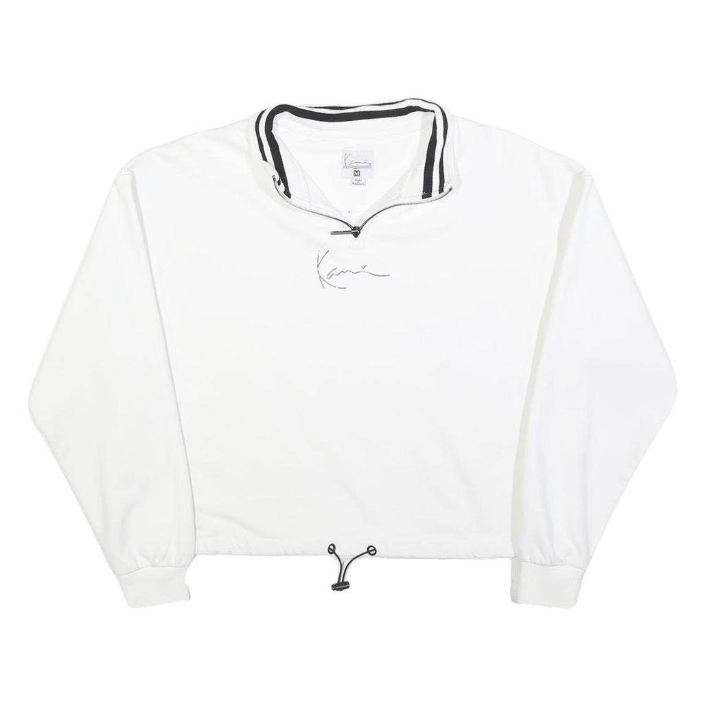 KARL KANI Mens White 1/4 Zip Sweatshirt M Cotton Blend Casual