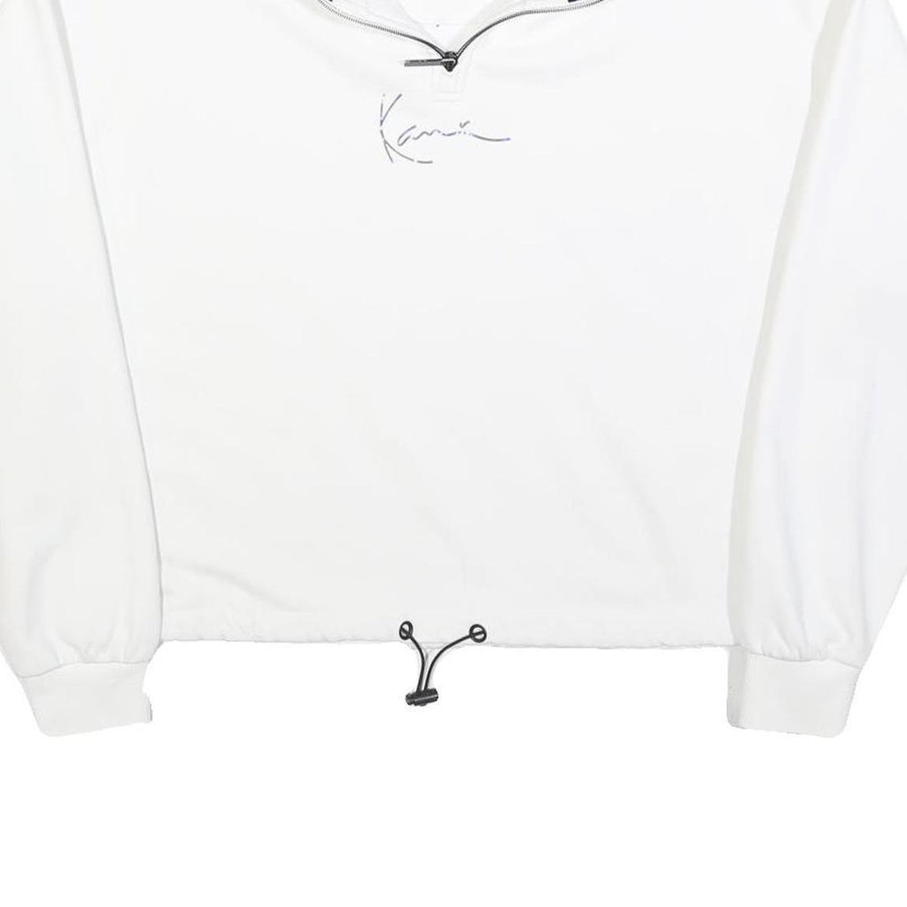 KARL KANI Mens White 1/4 Zip Sweatshirt M Cotton Blend Casual