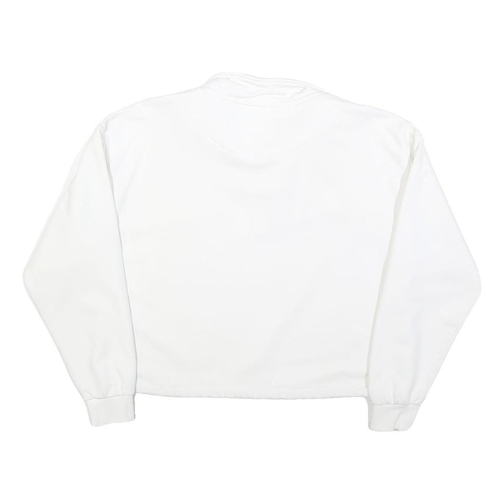 KARL KANI Mens White 1/4 Zip Sweatshirt M Cotton Blend Casual