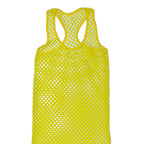 Netting Womens Tank Dress Yellow Crochet Sleeveless Knee Length M