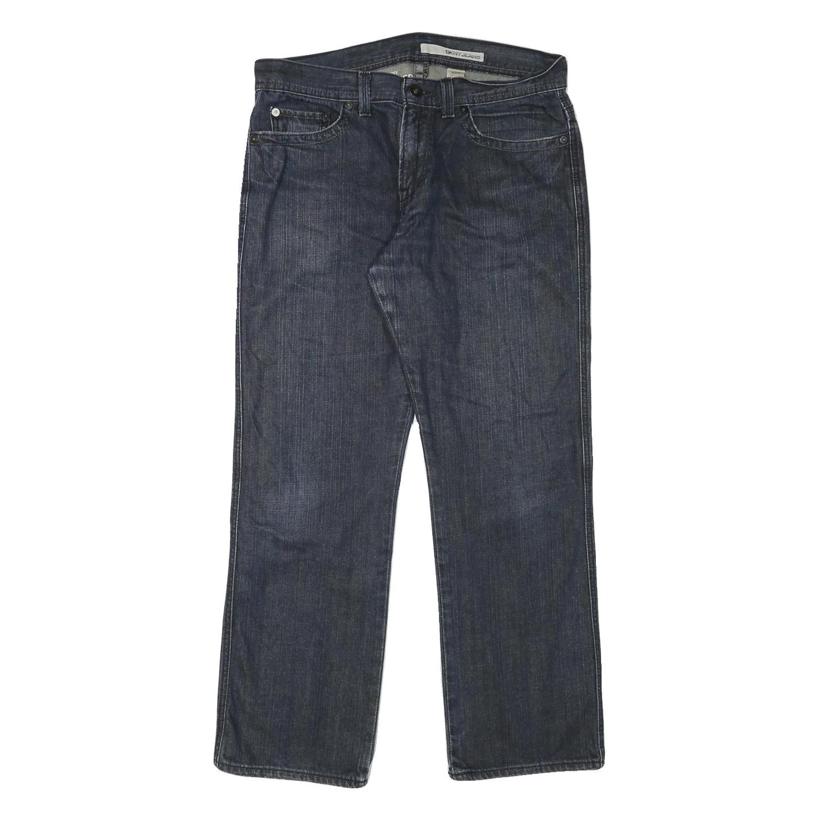 DKNY Mens Jeans Blue Regular Straight Denim Medium W34 L30 Classic Cotton Blend