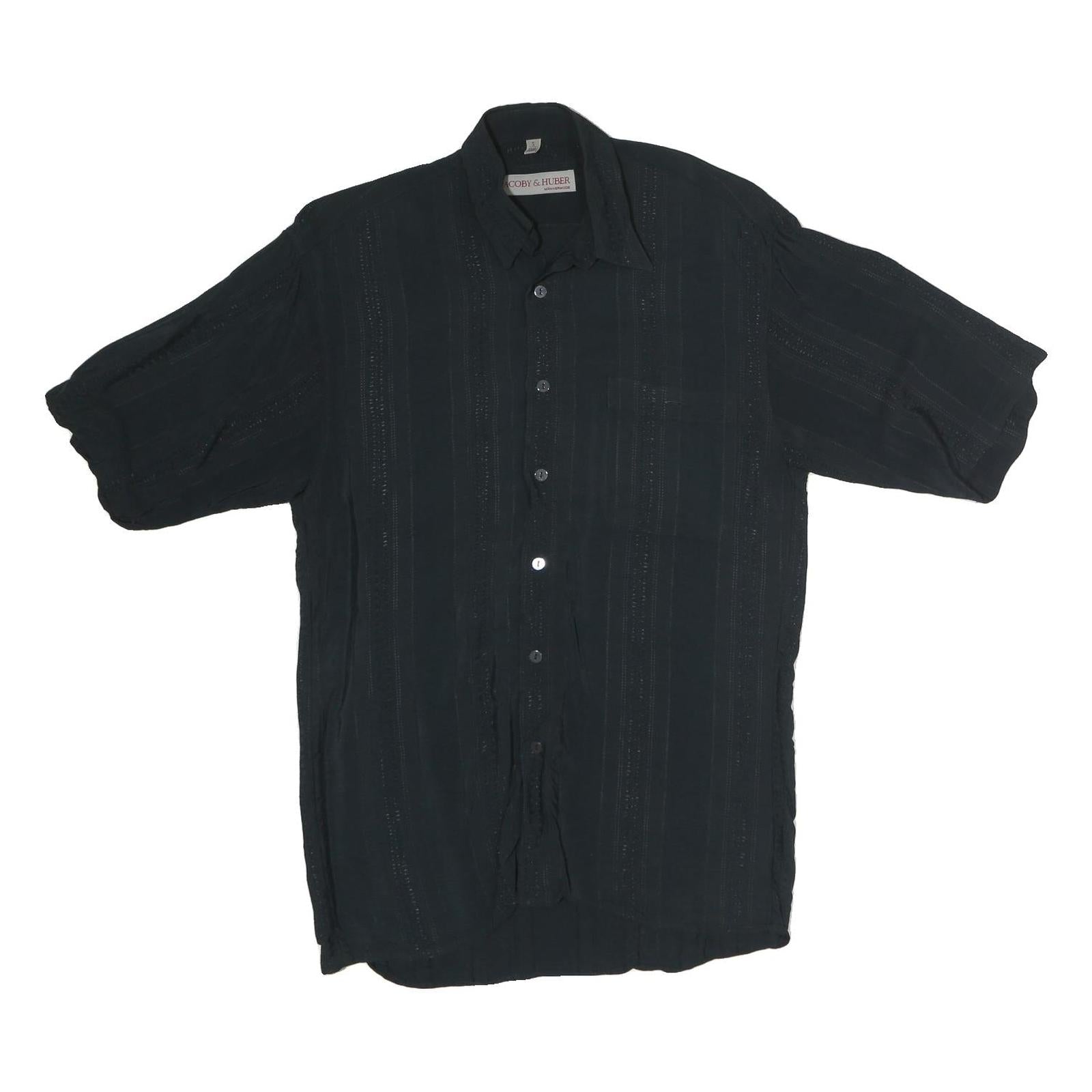 COBER & HUBER Mens Black Cotton Blend Shirt M Casual Button Shirt