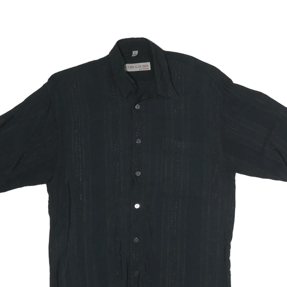 COBER & HUBER Mens Black Cotton Blend Shirt M Casual Button Shirt