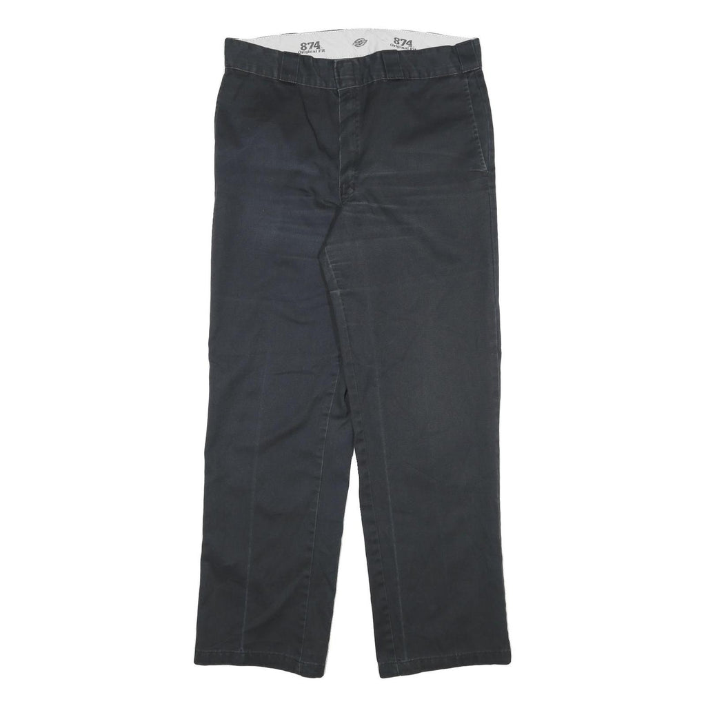 DICKIES Mens Cotton Blend Black Regular Straight Trousers W32 L29 Workwear Zip