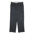 DICKIES Mens Cotton Blend Black Regular Straight Trousers W32 L29 Workwear Zip