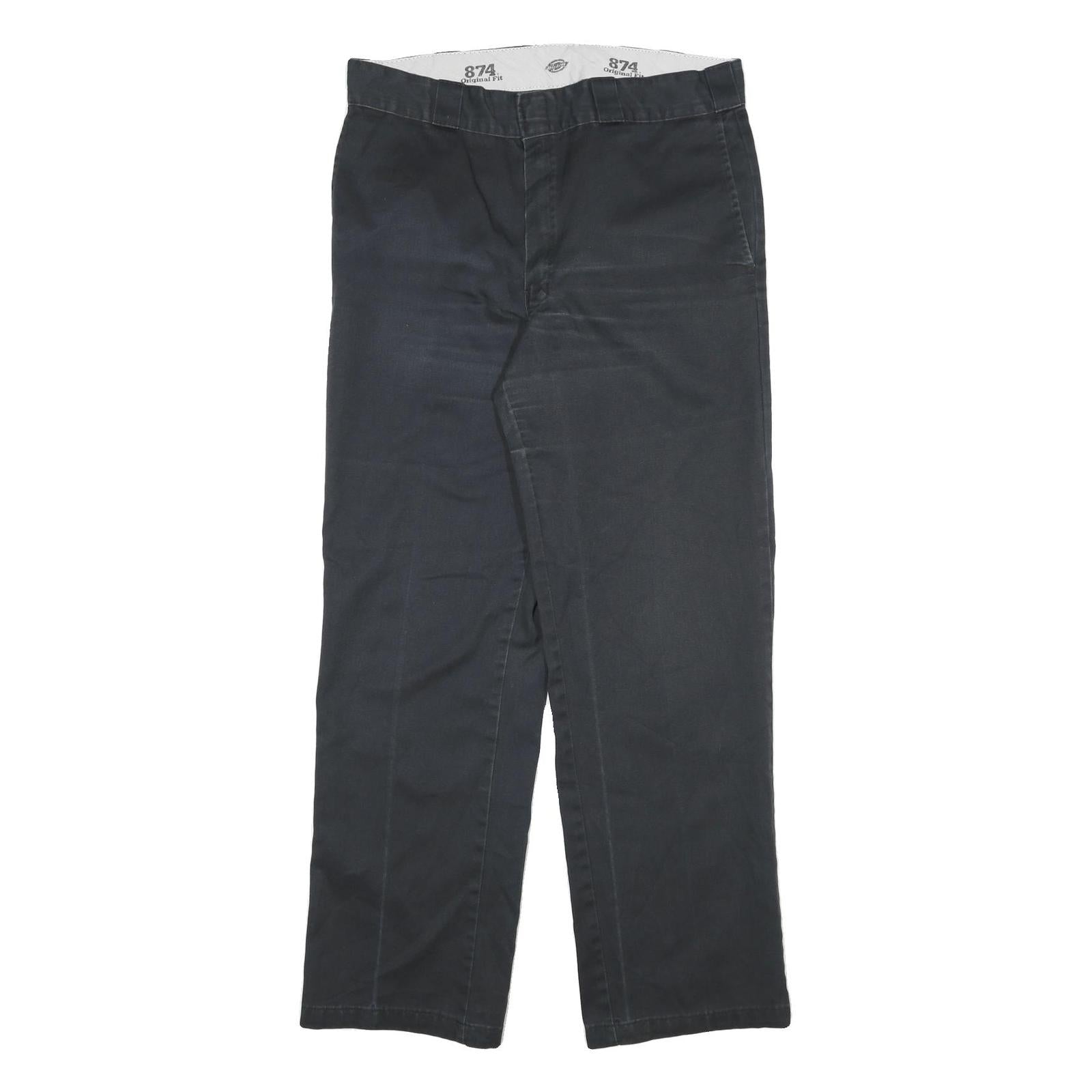 DICKIES Mens Cotton Blend Black Regular Straight Trousers W32 L29 Workwear Zip