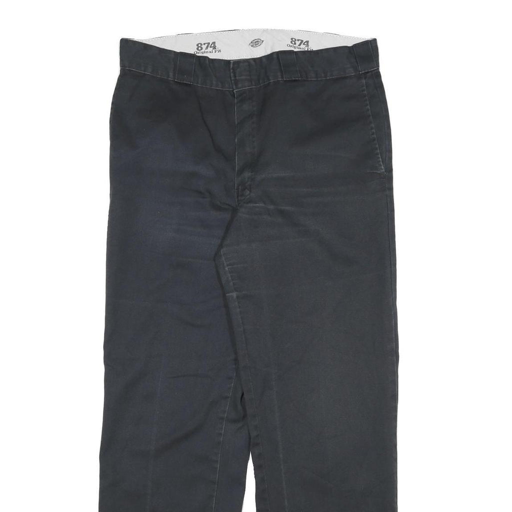 DICKIES Mens Cotton Blend Black Regular Straight Trousers W32 L29 Workwear Zip