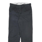 DICKIES Mens Cotton Blend Black Regular Straight Trousers W32 L29 Workwear Zip