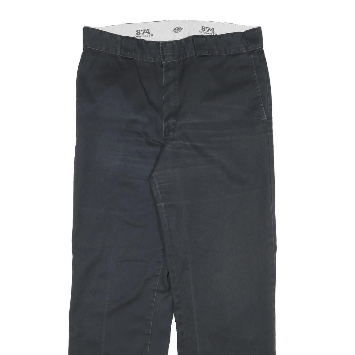 DICKIES Mens Cotton Blend Black Regular Straight Trousers W32 L29 Workwear Zip