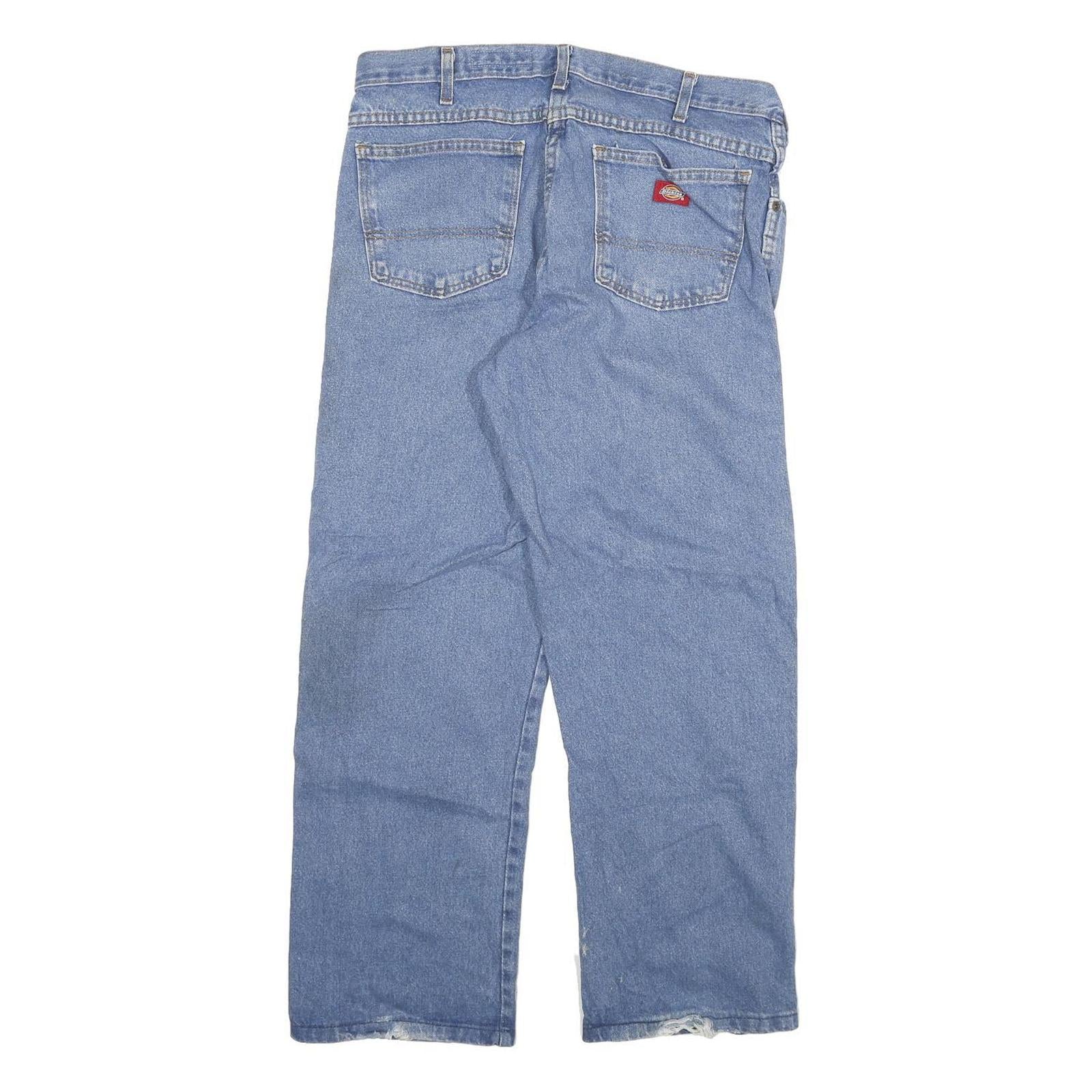 DICKIES Mens Jeans Blue Regular Straight Denim Medium W34 L28 Workwear Casual