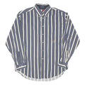 TOMMY HILFIGER Mens Blue & White Striped Shirt L Button-Down Cotton Blend