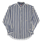 TOMMY HILFIGER Mens Blue & White Striped Shirt L Button-Down Cotton Blend